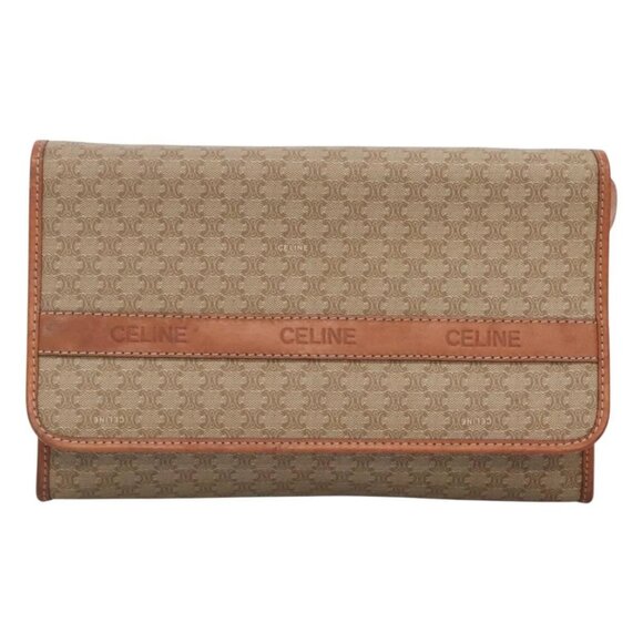 CELINE Macadam Canvas Shoulder Bag Beige Gold Auth 126162 - Picture 2 of 16